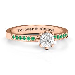 8 Prong Set Solitaire Ring with Shoulder Accents