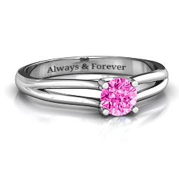 Split Shank Solitaire Ring in 925 Sterling Silver with Pink Tourmaline