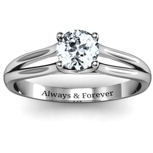 Split Shank Solitaire Ring – Sterling Silver with Diamond