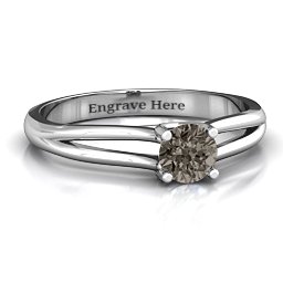 Split Shank Solitaire Ring in 925 Sterling Silver with Smokey Quartz