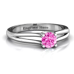 Split Shank Solitaire Ring in 925 Sterling Silver with Pink Tourmaline