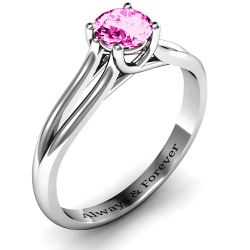 Split Shank Solitaire Ring – Sterling Silver with Pink Tourmaline