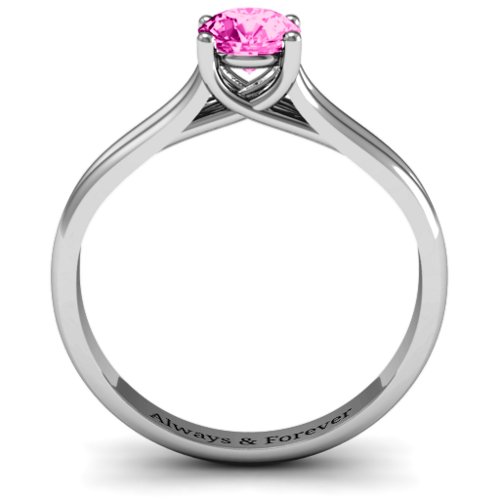Split Shank Solitaire Ring – Sterling Silver with Pink Tourmaline