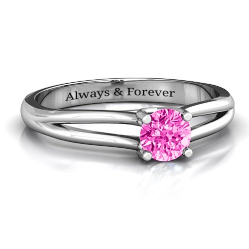 Split Shank Solitaire Ring – Sterling Silver with Pink Tourmaline