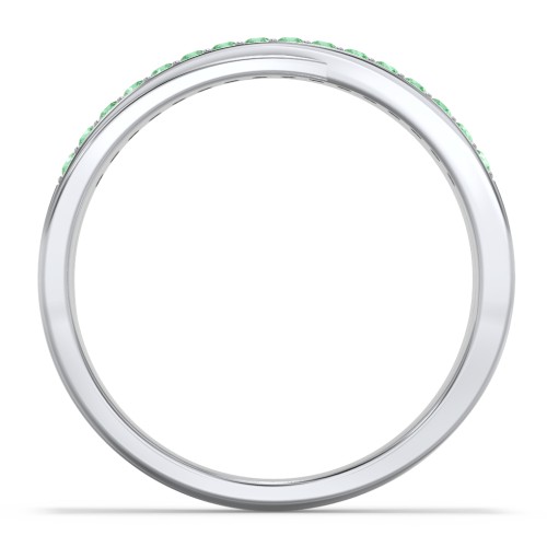 Accent Crossover Ring – Sterling Silver with Green Premium Zirconia