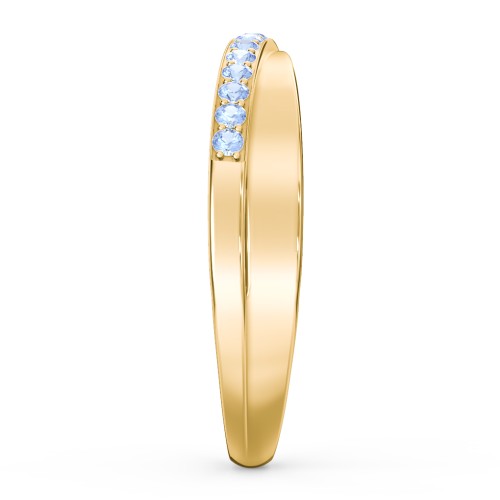 Accent Crossover Ring – 10K Yellow Gold with Fancy Blue Premium Zirconia