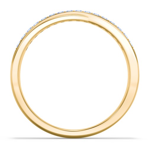 Accent Crossover Ring – 10K Yellow Gold with Fancy Blue Premium Zirconia
