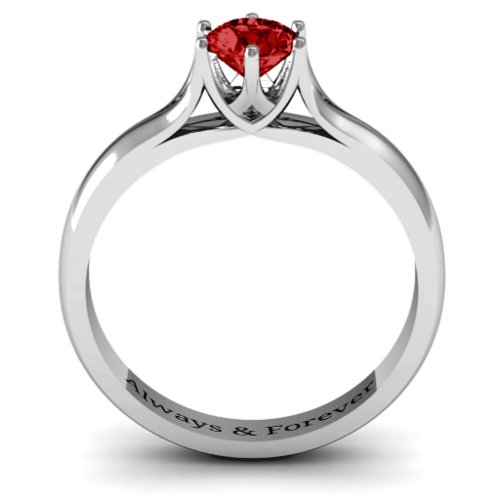 6 Prong Solitaire Ring – Sterling Silver with Garnet