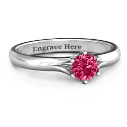 6 Prong Solitaire Ring in 925 Sterling Silver with Ruby