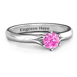 6 Prong Solitaire Ring in 925 Sterling Silver with Pink Tourmaline