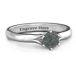 6 Prong Solitaire Ring in 925 Sterling Silver with Alexandrite