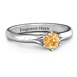 6 Prong Solitaire Ring in 925 Sterling Silver with Citrine