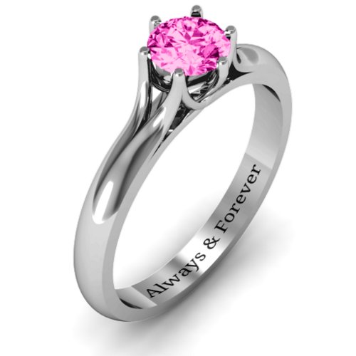 6 Prong Solitaire Ring – Sterling Silver with Pink Tourmaline