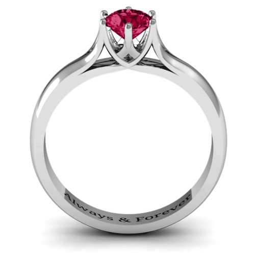6 Prong Solitaire Ring – Sterling Silver with Ruby
