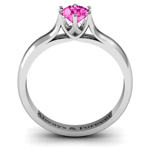 6 Prong Solitaire Ring – Sterling Silver with Pink Tourmaline