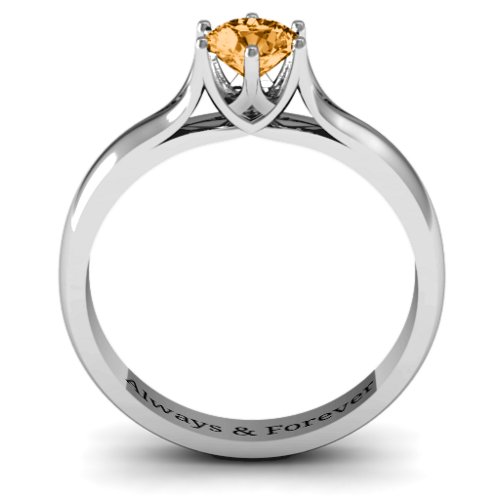 6 Prong Solitaire Ring – Sterling Silver with Citrine