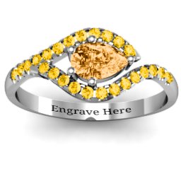 Golden Eye Pear Ring with Accent Infusion