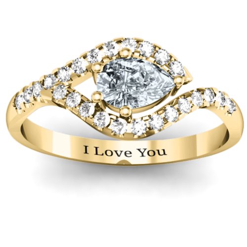 Golden Eye Pear Ring with Accent Infusion