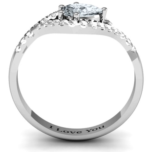 Golden Eye Pear Ring with Accent Infusion – Sterling Silver with Cubic Zirconia and White Premium Zirconia