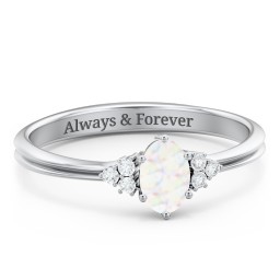 Solitaire Oval with Triple Accents Ring