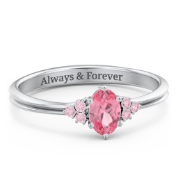 Solitaire Oval with Triple Accents Ring