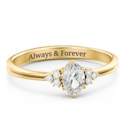 Solitaire Oval with Triple Accents Ring