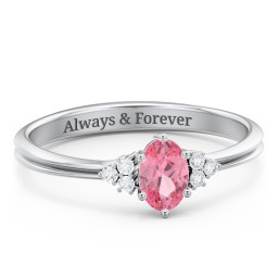 Solitaire Oval with Triple Accents Ring