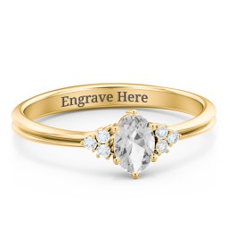 Solitaire Oval with Triple Accents Ring