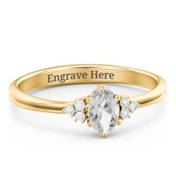 Solitaire Oval with Triple Accents Ring