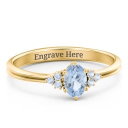 Solitaire Oval with Triple Accents Ring