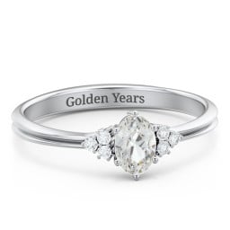 Solitaire Oval with Triple Accents Ring