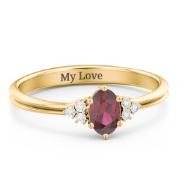 Solitaire Oval with Triple Accents Ring