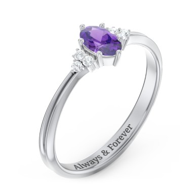 Solitaire Oval with Triple Accents Ring | Jewlr