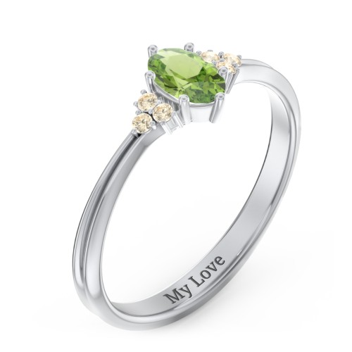 Solitaire Oval with Triple Accents Ring