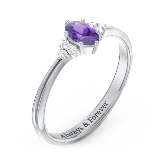 Solitaire Oval with Triple Accents Ring