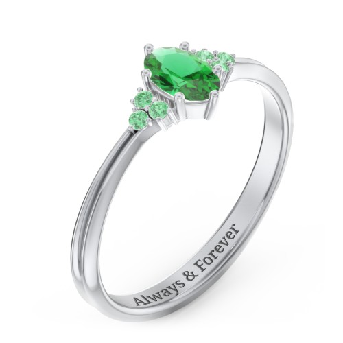 Solitaire Oval with Triple Accents Ring