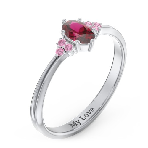 Solitaire Oval with Triple Accents Ring