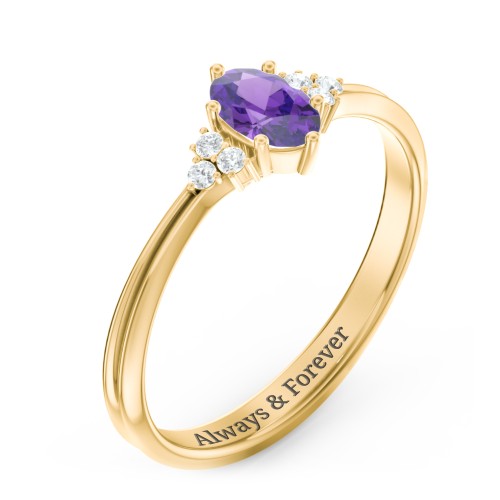 Solitaire Oval with Triple Accents Ring