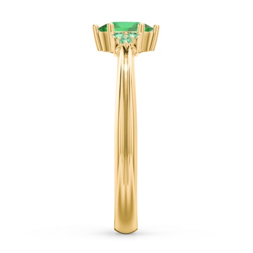 Solitaire Oval with Triple Accents Ring – 18K Gold Plated Silver with Emerald and Green Premium Zirconia