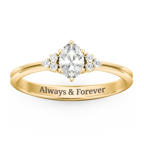 Solitaire Oval with Triple Accents Ring