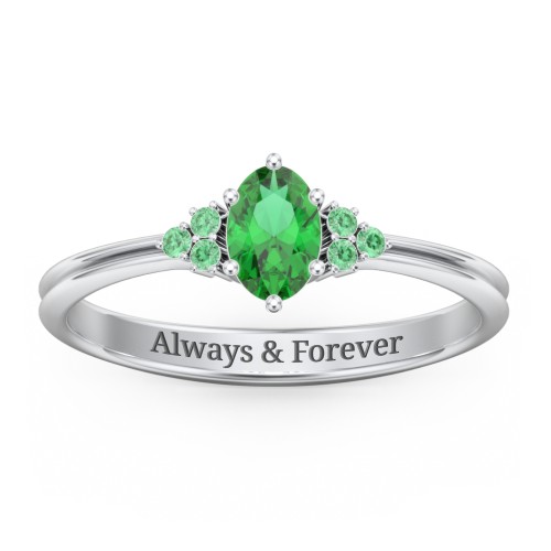 Solitaire Oval with Triple Accents Ring