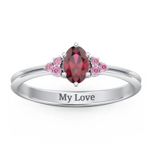 Solitaire Oval with Triple Accents Ring