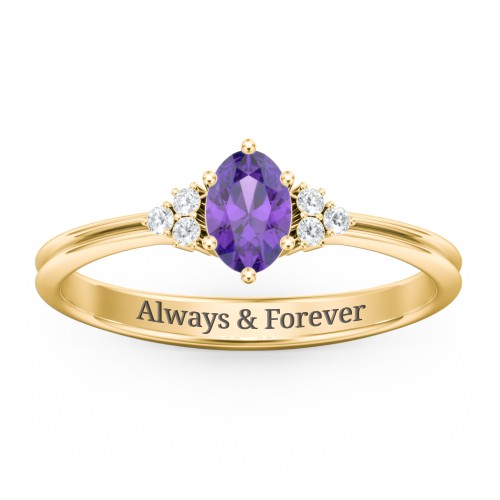 Solitaire Oval with Triple Accents Ring