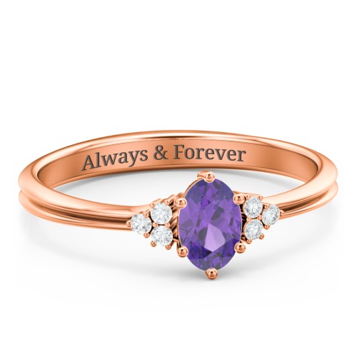 Solitaire Oval with Triple Accents Ring