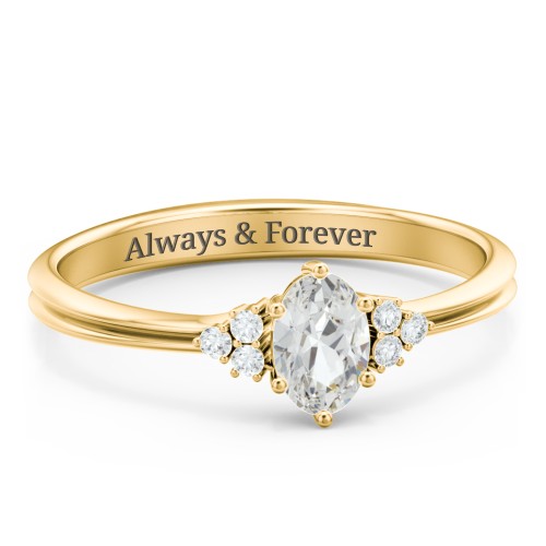 Solitaire Oval with Triple Accents Ring