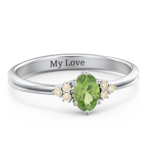 Solitaire Oval with Triple Accents Ring