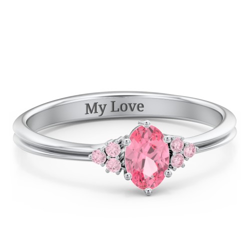 Solitaire Oval with Triple Accents Ring