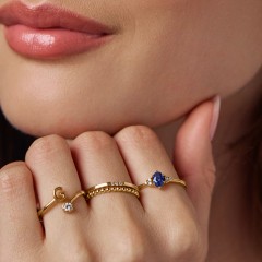 Solitaire Oval with Triple Accents Ring