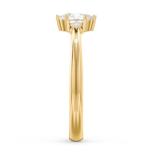 Solitaire Oval with Triple Accents Ring – 18K Gold Plated Silver with Lab Diamond and Diamond