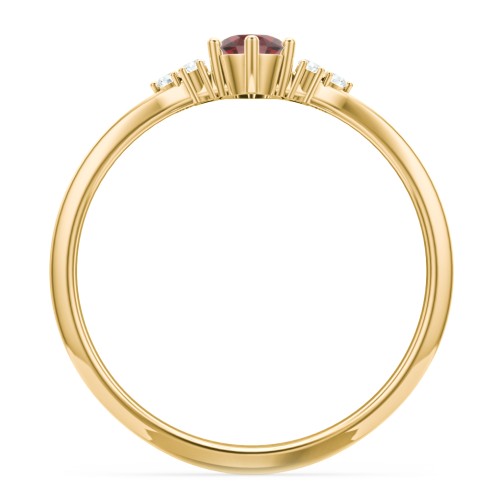Solitaire Oval with Triple Accents Ring – 18K Gold Plated Silver with Garnet and White Premium Zirconia